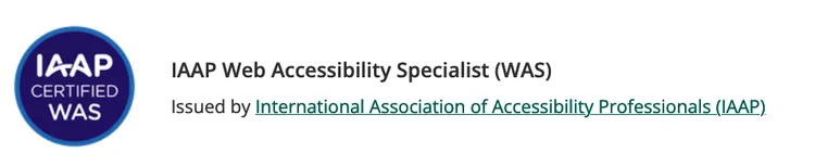 IAAP Certified Web Accessibility Specialist