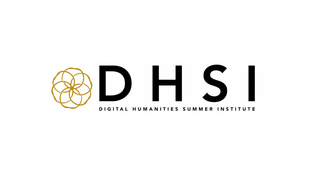 Logo reading “DHSI” with a gold circular floral emblem on the left and smaller text below reading “Digital Humanities Summer Institute” on a light background.