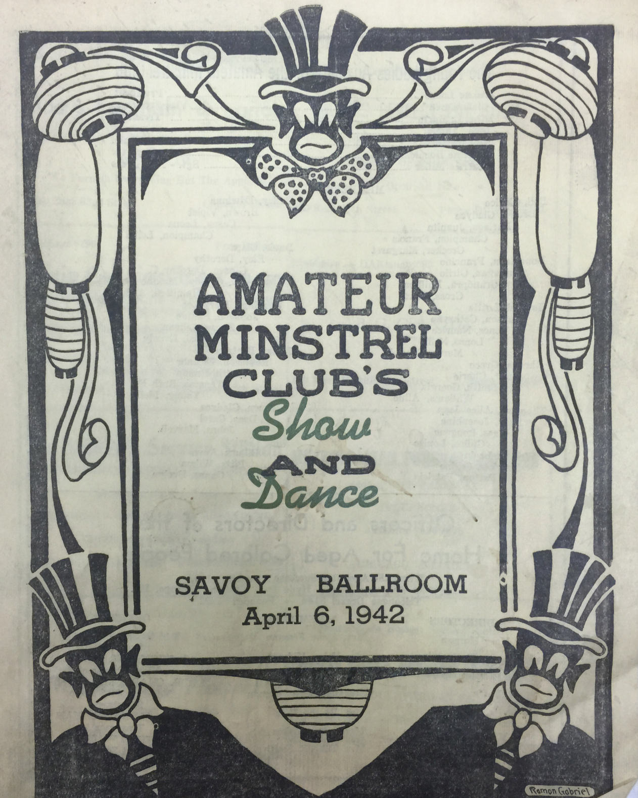 Amateur Minstrel Club's Show and Dance. April 6 1942