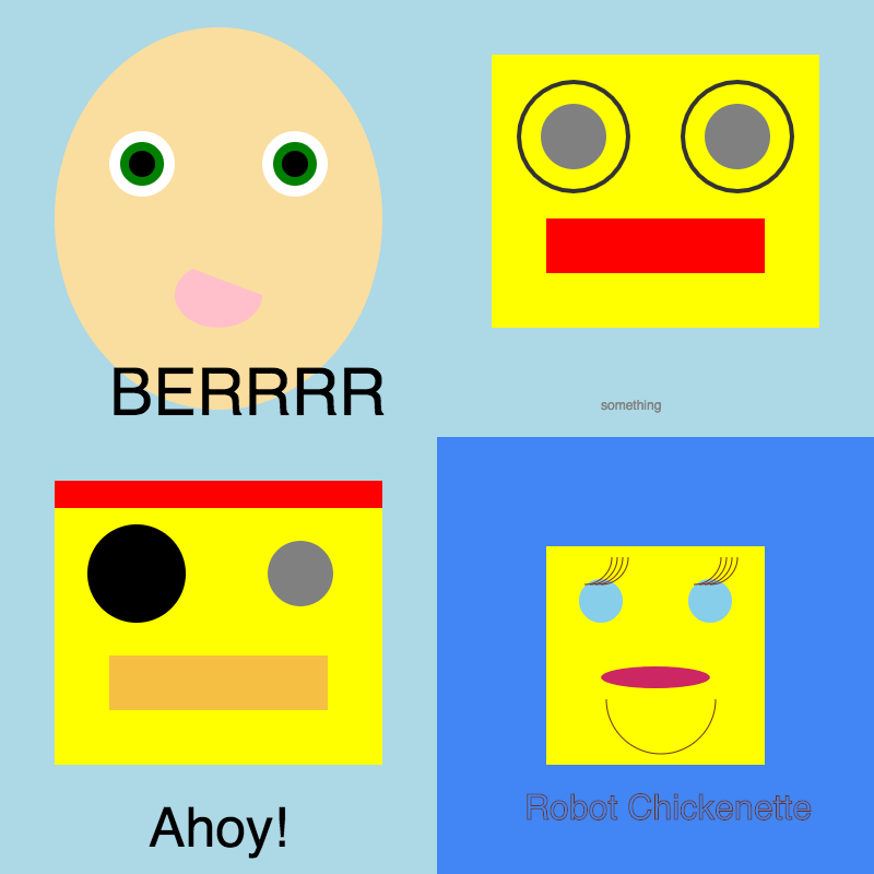 Four "robot chicken" self-portraits created by participants
