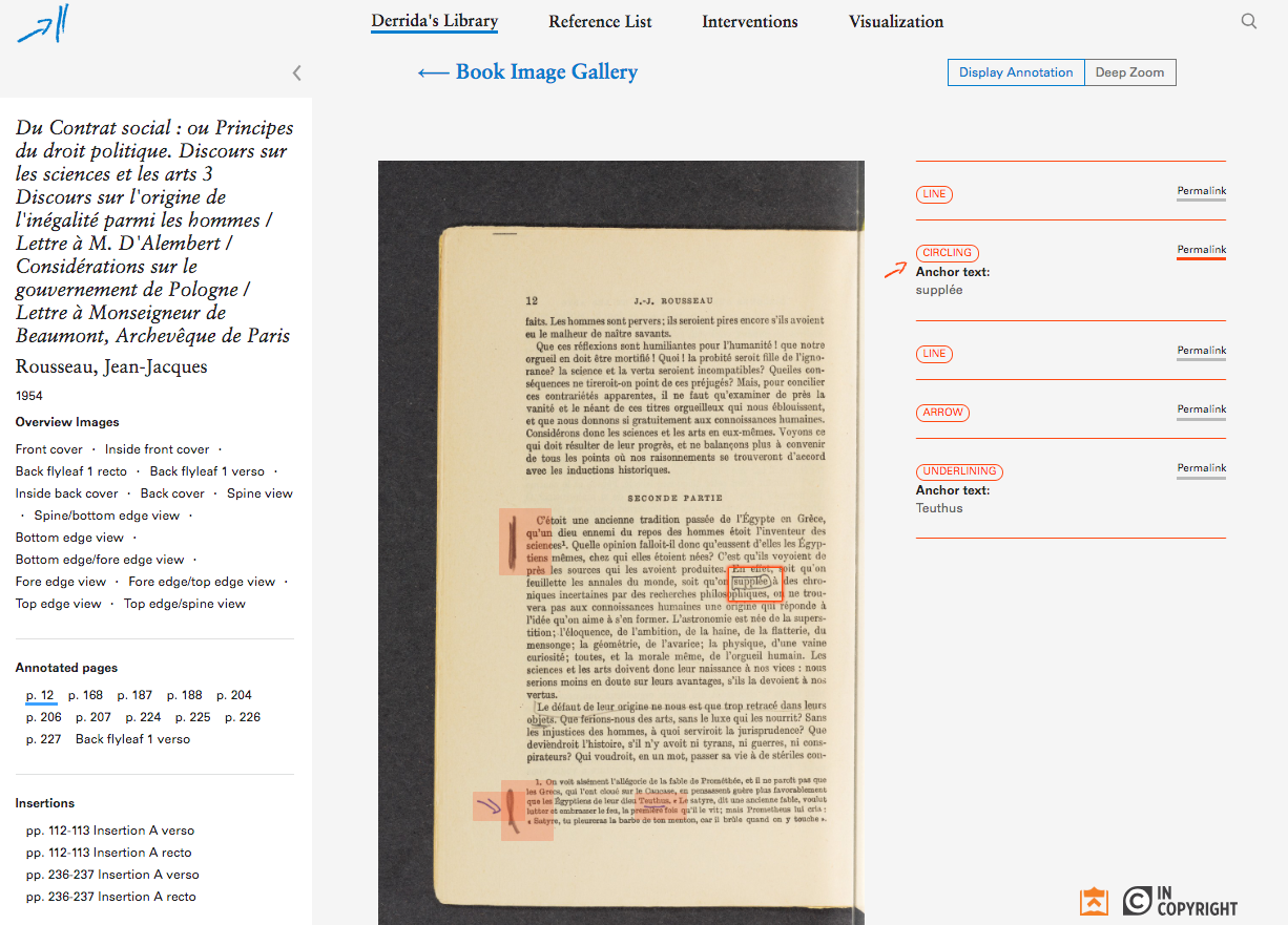 Screenshot of annotated page detail from Derrida's Margins