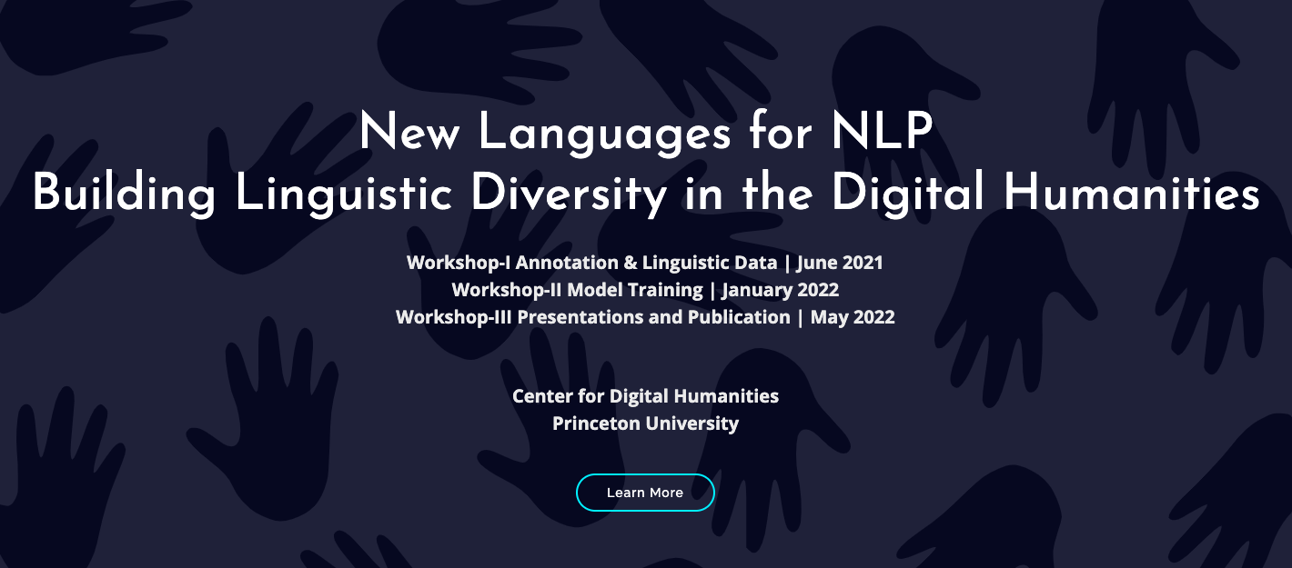 screenshot from the New Languages for NLP website